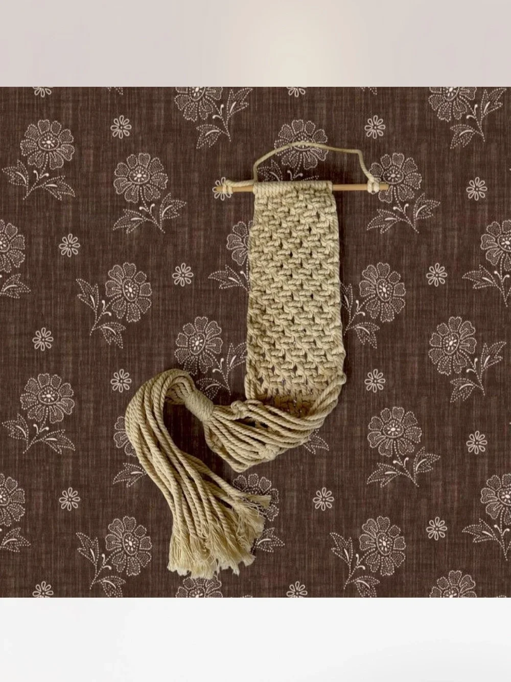 Handwoven Macramé Wall Hanging Plant Holder Natural Beige